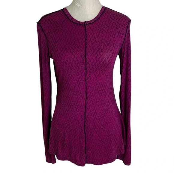 PROENZA SCHOULER WHITE LABEL Jersey Crewneck Shirt Magenta and Black Size S NWT - Picture 3 of 13